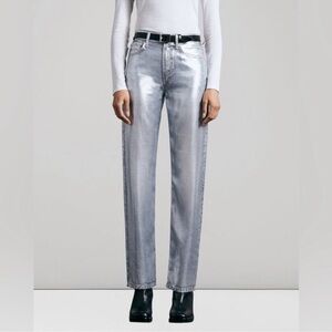 Rag & Bone Alex Liquid Miramar Straight Leg Pants Luna Silver 28
